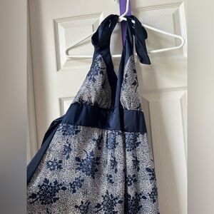 Charlotte Russe Navy and White Floral Halter Maxi Dress